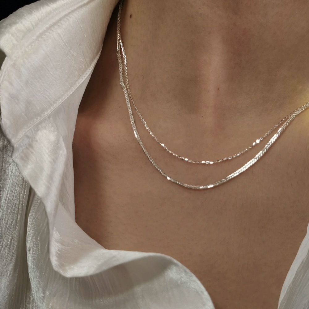 925 silver double chain necklace